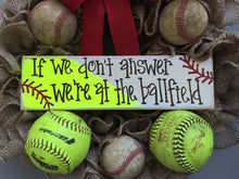 Baseball Softball Wreath, If We Don't Answer We're At The Ballfield Baseball and Softball Burlap Wreath, Sports Wreath
