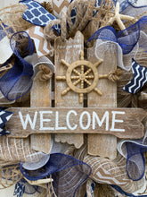 Welcome Beach Burlap Deco Mesh Wreath with Seashells, Seashell Wreath, Beach Wreath, Starfish Wreath