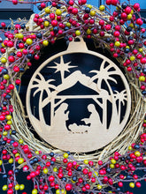 Christmas Nativity Berry Wreath, Christmas Minimalist Rustic Front Door Decor
