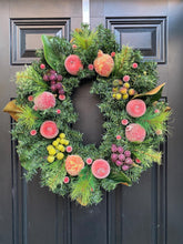 Williamsburg Style Christmas Wreath with Sugared Fruit, Apple Evergreen Wreath for Front Porch, Traditional Decor for Front Door