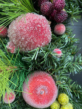 Williamsburg Style Christmas Wreath with Sugared Fruit, Apple Evergreen Wreath for Front Porch, Traditional Decor for Front Door
