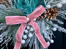 Winter Grapevine Wreath, Bottle Brush Tree Wreath, Christmas Front Door Decor, Frosted Pine Wreath