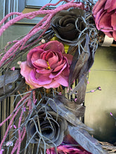 Gothic Halloween Wreath with Purple and Black Roses for Front Door, Floral Halloween, Spooky Halloween Front Porch Decor