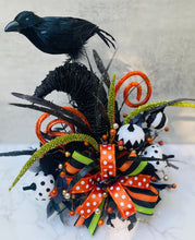 Halloween Table Arrangement, Witch Hat Centerpiece with Black Crow, Cute Pumpkin Halloween Party Decor
