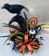 Halloween Table Arrangement, Witch Hat Centerpiece with Black Crow, Cute Pumpkin Halloween Party Decor