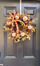 Fall Pumpkin Wreath for Front Door, Neutral Autumn Wreath, Rustic Woodland Fall Decor, White Pumpkin Pinecone Wreath, Thanksgiving Decor