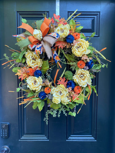 Fall Grapevine Floral Wreath, Outdoor Harvest Decor for Front Porch, Autumn Wreath Mantle Wall Decor, Thanksgiving Wreath for Front Door