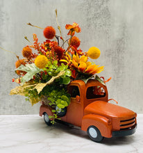 Fall Truck Flower Arrangement, Vintage Truck Table Centerpiece