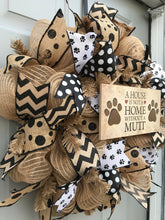 A House is Not a Home Without A Mutt Black and Brown Burlap Deco Mesh Wreath