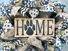 Home Pet Wreath, Dog Black and Brown Burlap Deco Mesh Wreath, Cat Wreath, Welcome Wreath
