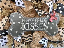 Beware of Dog Kisses Black and Brown Spotted Bone Deco Mesh Wreath