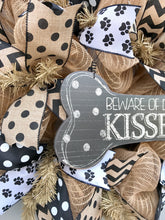 Beware of Dog Kisses Black and Brown Spotted Bone Deco Mesh Wreath