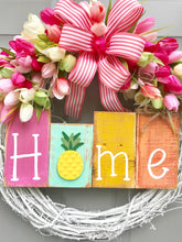 Home Tulip Wreath, Pineapple Decor, Pink Tulip Wreath, Grapevine Wreath, Welcome Wreath