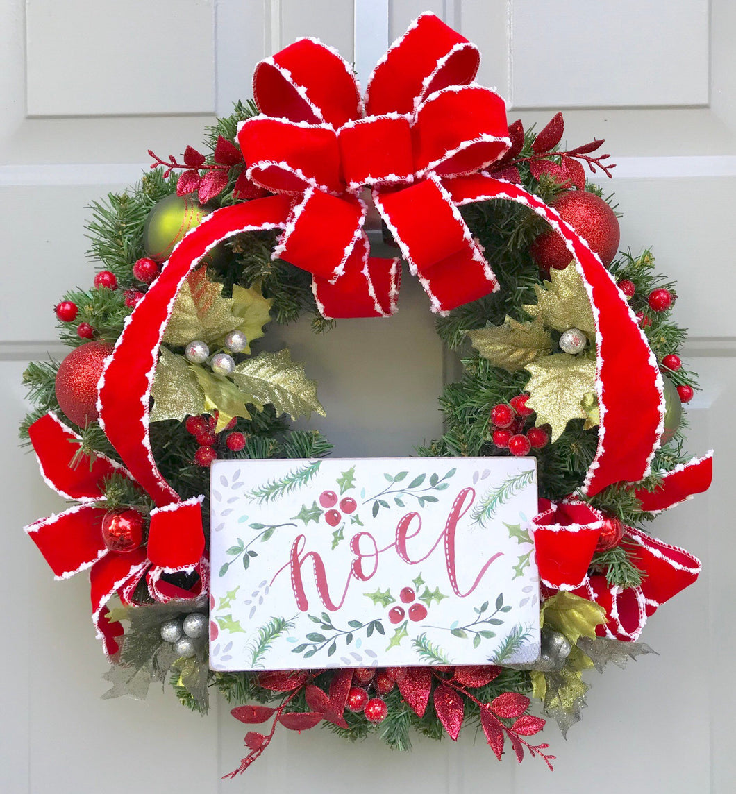 Noel Wreath, Christmas Wreath, Holly Wreath, Berry Wreath, Evergreen Wreath