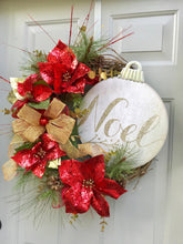 Noel Wreath, Poinsettia Wreath, Christmas Wreath, Grapevine Wreath