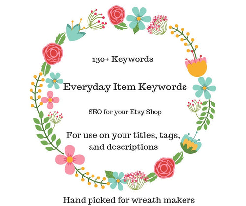 Everyday Item Keywords, Wreath SEO, SEO Keywords, Etsy Help, Etsy SEO, Etsy Keywords, Wreath Keywords