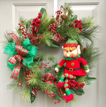 Elf Christmas Wreath, Christmas Floral Decor, Christmas Gift, Holly Berry Wreath, Holiday Elf