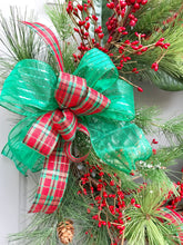 Elf Christmas Wreath, Christmas Floral Decor, Christmas Gift, Holly Berry Wreath, Holiday Elf