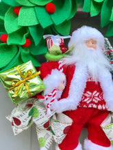 Santa Claus Felt Holly Berry Wreath, Christmas Front Door Decoration
