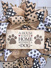 A House is Not a Home Without a Dog Black and Brown Burlap Deco Mesh Wreath