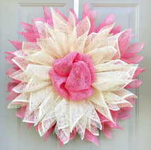 Sunflower Wreath, Pink and Cream Daisy, Flower Front Door Decor