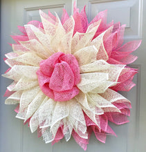 Sunflower Wreath, Pink and Cream Daisy, Flower Front Door Decor