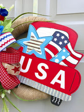 July 4th Red Truck Wreath, Independence Day Decor, Patriotic Rustic Burlap Wreath, Floral July 4th