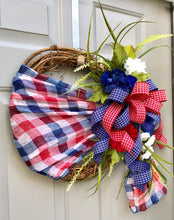 July 4th Wreath, Patriotic Floral Grapevine Wreath, Flag Wreath, July Fourth Wreath, America Wreath, Americana Decor, Patriotic Scarf