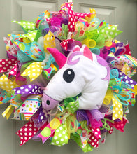 Unicorn Party Decor, Happy Birthday Deco Mesh Wreath, Event Wreath, Birthday Decoration, Girls Room Unicorn Decor