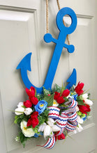 Anchor Door Hanger, Nautical Front Door, Floral Patriotic Anchor, Beach House Decor