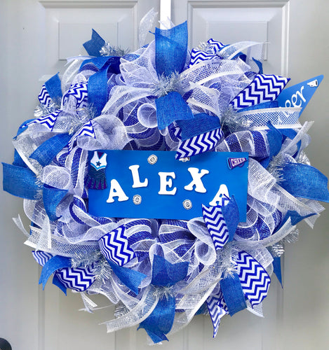 Cheerleader School Spirit Deco Mesh Wreath, Cheer Squad Decor