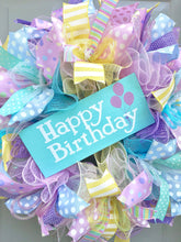Custom Happy Birthday Deco Mesh Wreath, Party Wreath, Event Wreath, Birthday Wall Decoration, Unicorn Decor