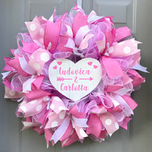 Personalized Baby Shower Wreath,  Name Wreath, Customizable Baby Girl Shower Deco Mesh Wreath
