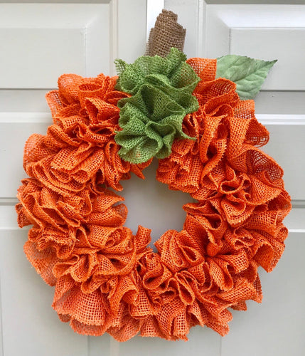 Pumpkin Fall Burlap Wreath, Fall Front Porch Decor, Halloween Front Door Wreath
