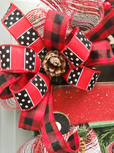 Christmas Red Truck Wreath, Buffalo Plaid Evergreen, Christmas Decor, Old Red Truck