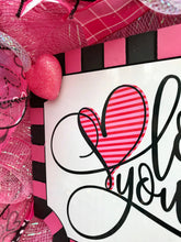 Love You More, Happy Valentine's Day Deco Mesh Wreath, Valentine Themed Heart Decor