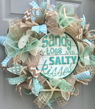 Beach Wreath, Sandy Toes and Salty Kisses Seashell Decor, Starfish Wreath, Beach House