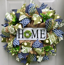 Home Rustic Burlap Deco Mesh Wreath, Welcome Wreath for Front Door, Everyday Porch Decor