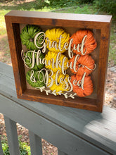 Grateful Thankful Blessed Fall Decor, 9x9 Shadow Box for side table or foyer, Mantle decor