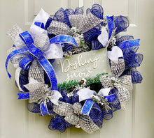 Winter Wreath for Front Door, Christmas Porch Decor, Dashing Through The Snow Holiday Wreath