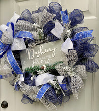 Winter Wreath for Front Door, Christmas Porch Decor, Dashing Through The Snow Holiday Wreath
