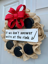 Hockey Wreath, Sports Wreath, If We Don't Answer We're At The Rink Burlap Wreath, Boys Room Decor