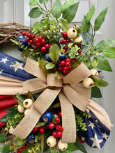 Flag Wreath, Patriotic Floral Grapevine Wreath, July 4th Wreath, July Fourth Americana, America Wreath