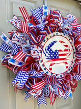 Beach House July 4th Wreath, Patriotic Crab with Stars and Stripes, Independence Day July Fourth Decor, American Flag Beach Cottage