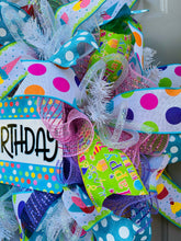 Happy Birthday Deco Mesh Wreath, Party Wreath, Event Wreath, Birthday Wall Decoration, Rainbow Decor