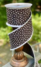 Black with White Polka Dots and Fuzzy Edge Designer Ribbon, 4”x10yds luxury ribbon wreath supplies