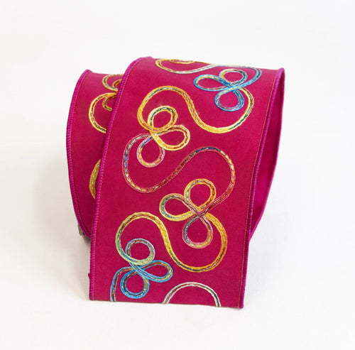 Fuchsia Whimsy Designer Ribbon, 4”x10yds hot pink luxury ribbon wreath supplies
